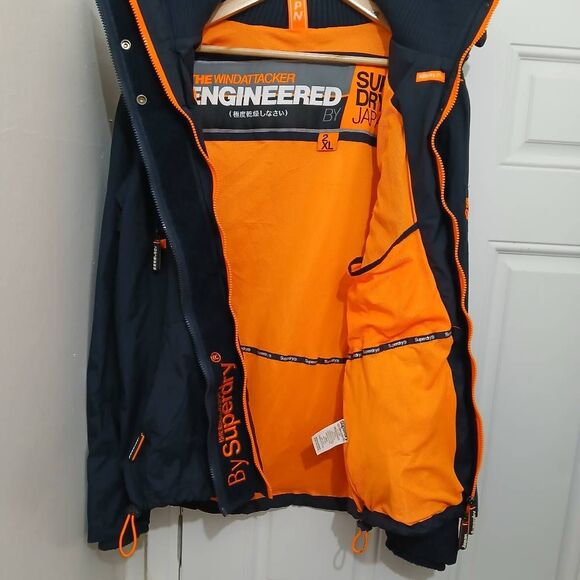 Superdry mens xl tough strong windbreaker nylon jacket navy blue - Picture 3 of 8